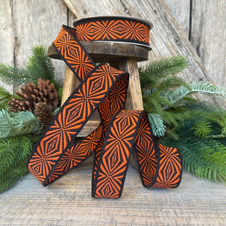 1" Halloween Ribbon, Orange Spider Ribbon, Farrisilk Ribbon