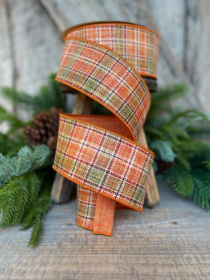 2.5" Fall Plaid Ribbon, Farrisilk Ribbon, Autumn Tweed Ribbon