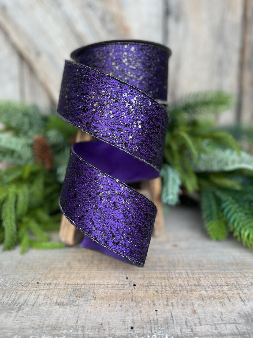 2.5" Purple Wicked Weave Ribbon, Farrisilk Ribbon, Halloween RIbbon