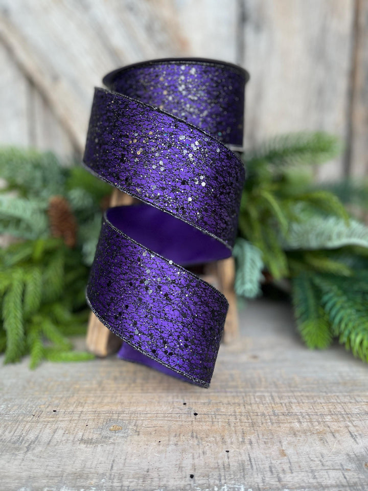 2.5" Purple Wicked Weave Ribbon, Farrisilk Ribbon, Halloween RIbbon