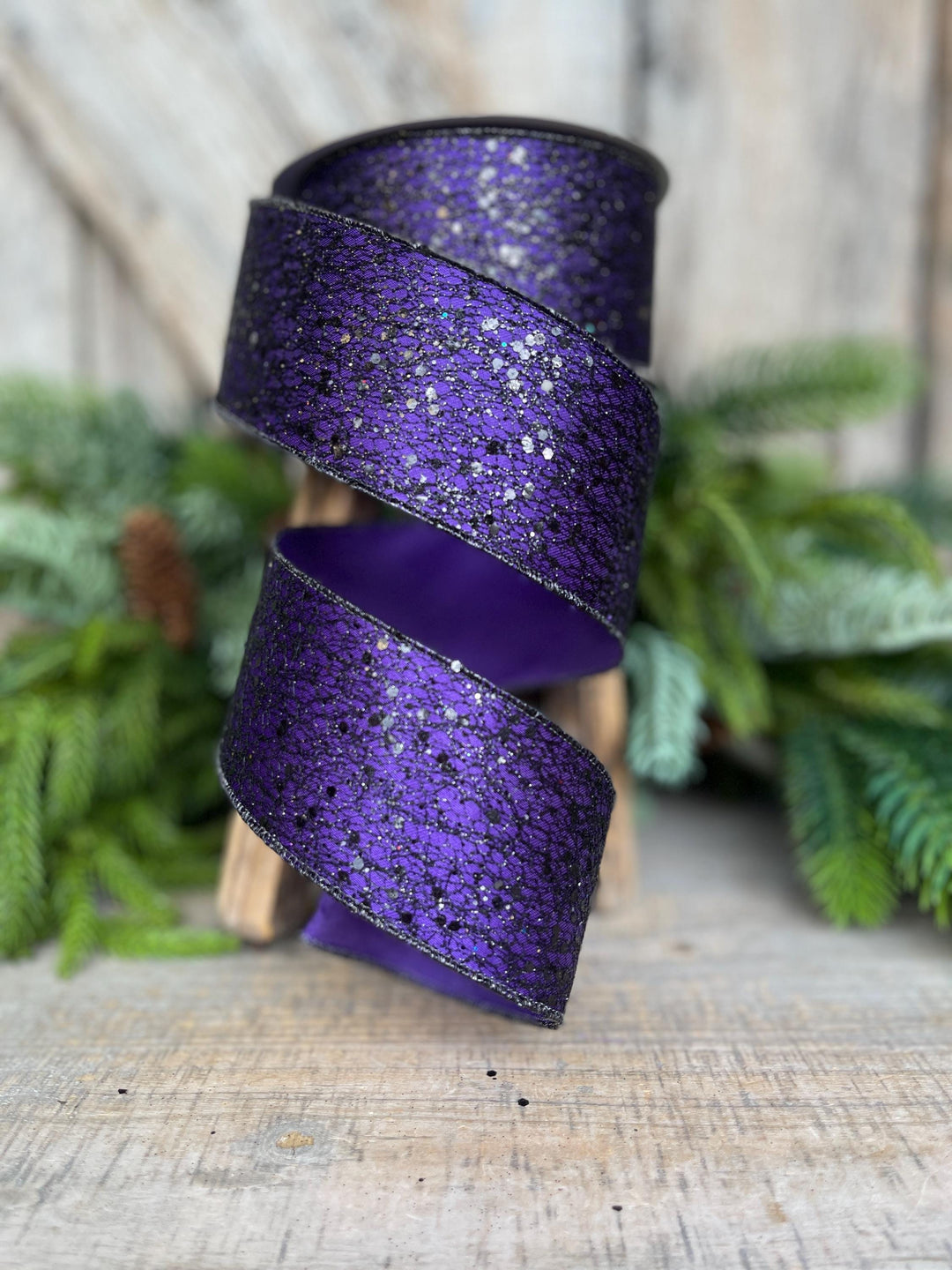 2.5" Purple Wicked Weave Ribbon, Farrisilk Ribbon, Halloween RIbbon