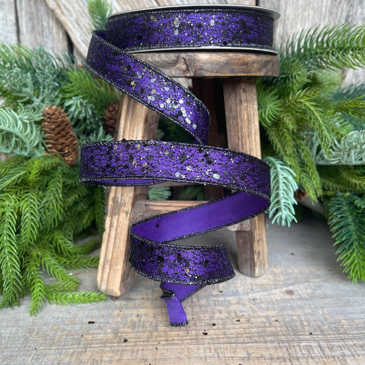 1" Purple Wicked Weave Ribbon, Farrisilk Ribbon, Halloween RIbbon
