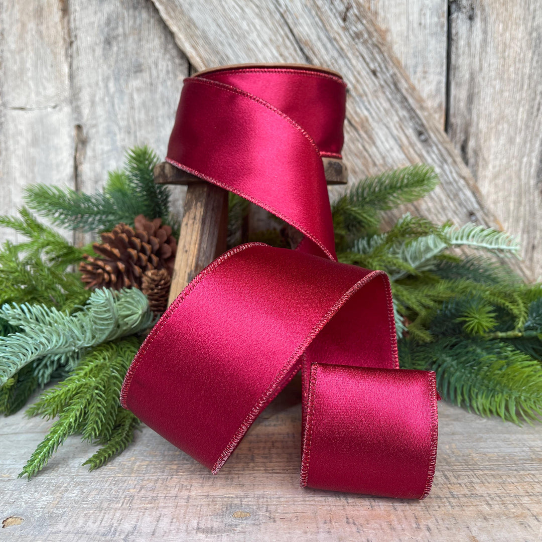 2.5" Wine Burgundy Ribbon, Christmas Ribbon