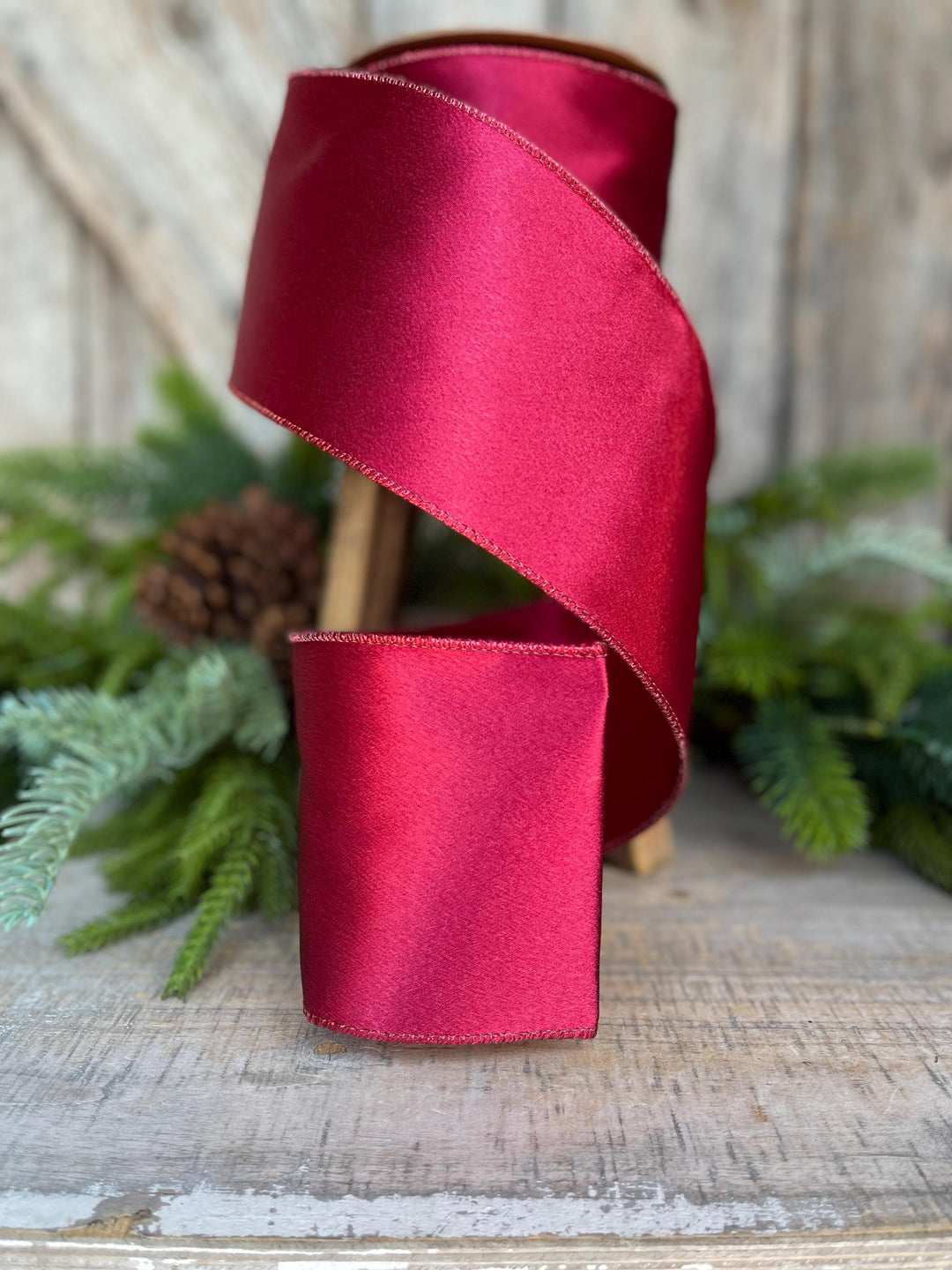 4" Wine Burgundy Ribbon, Christmas Ribbon, Shimmer Ribbon