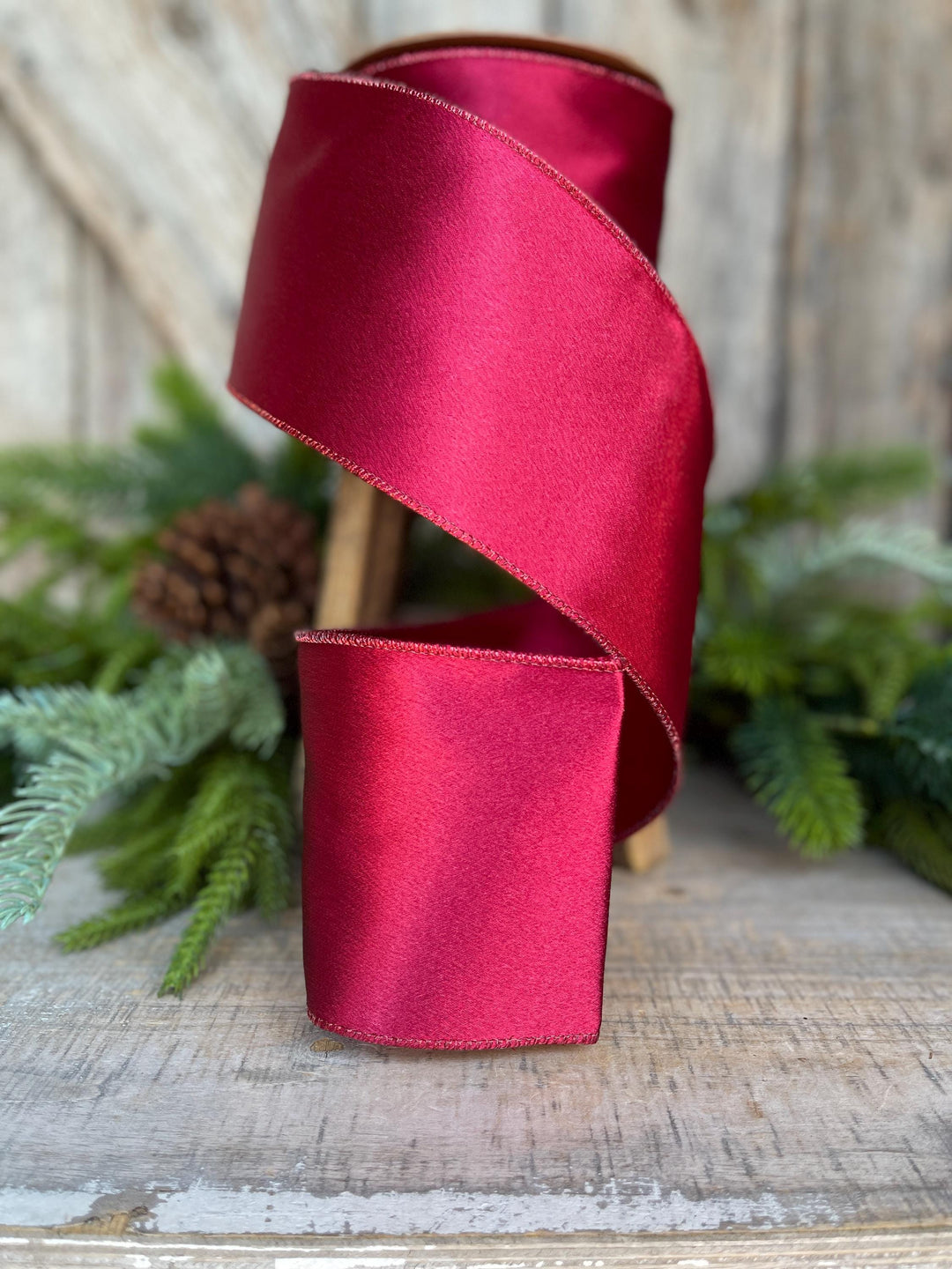 4" Wine Burgundy Ribbon, Christmas Ribbon, Shimmer Ribbon