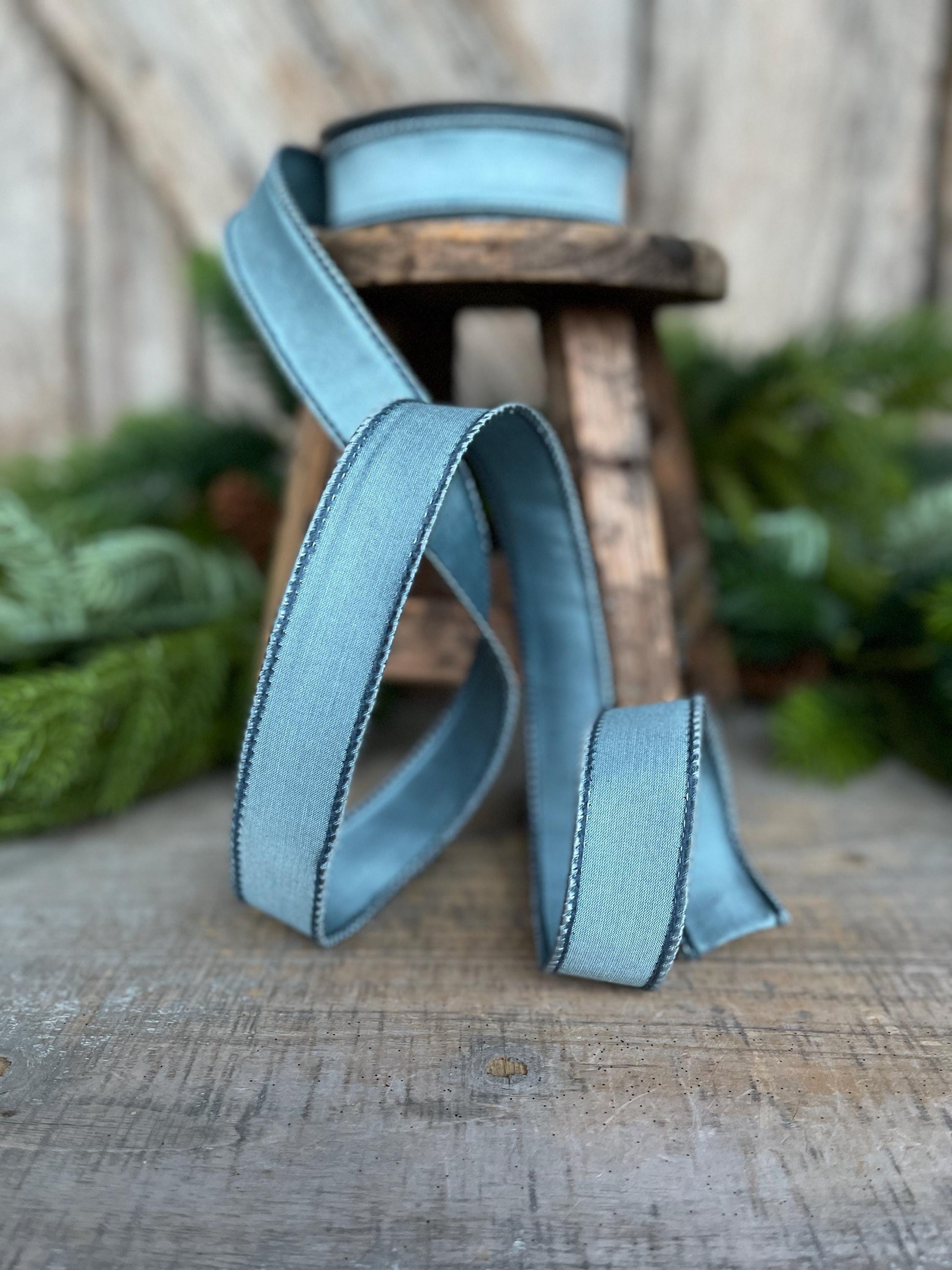 1" Steel Blue Taffeta, Farrislk ribbon, 1 inch Blue Ribbon