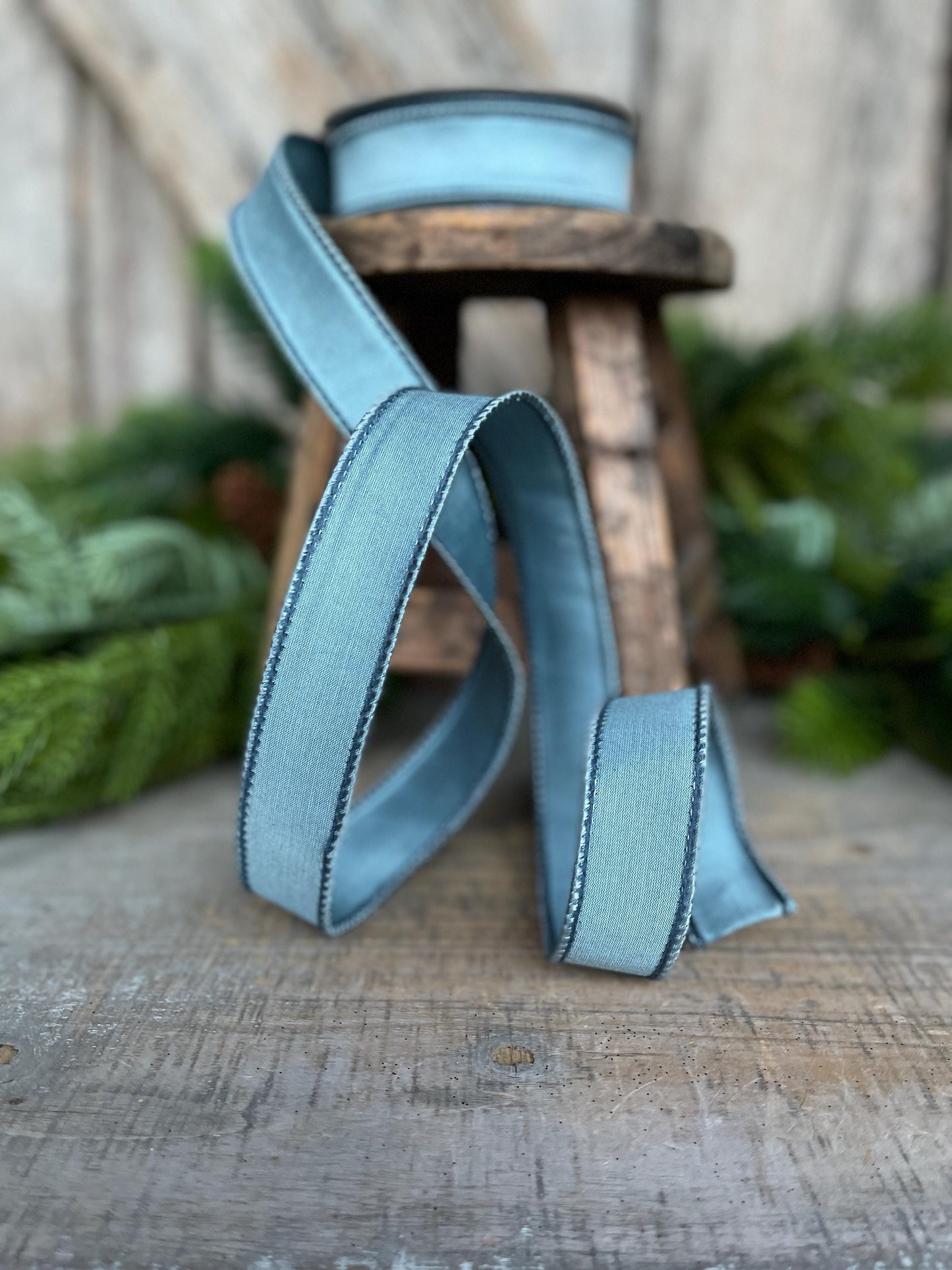 1" Steel Blue Taffeta, Farrislk ribbon, 1 inch Blue Ribbon