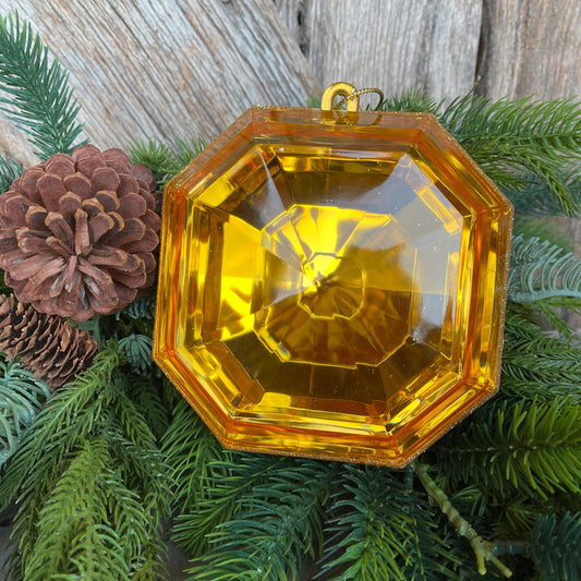 Gold 6" Jewel Ornament, Square Jewel Ornament, Brassy Gold Square Jewel, Jewel Ornaments