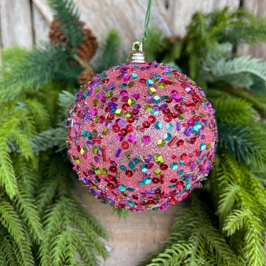4" Pink Ornament, Pink Speckle Ornament, Farrisilk Ornament