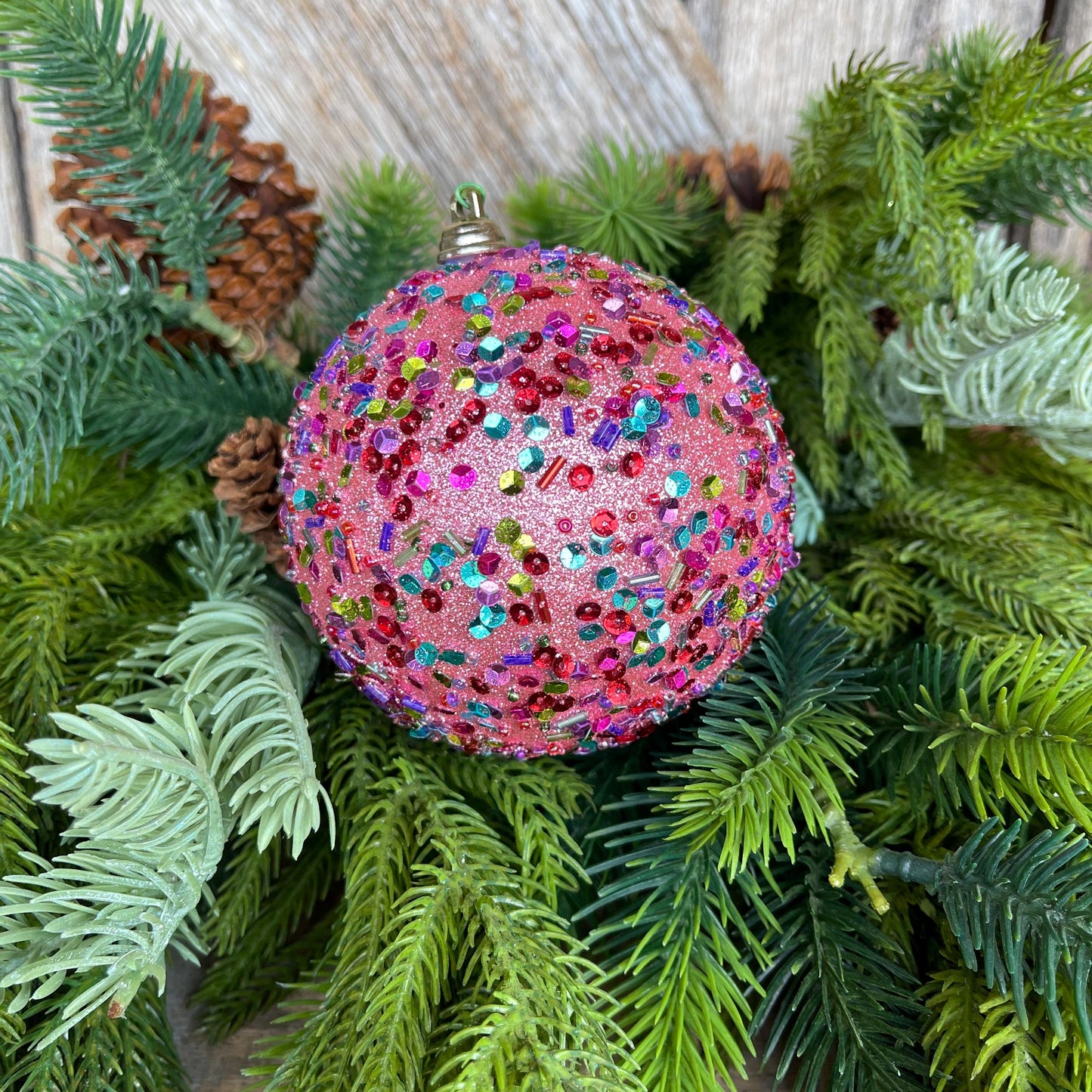 4" Pink Ornament, Pink Speckle Ornament, Farrisilk Ornament
