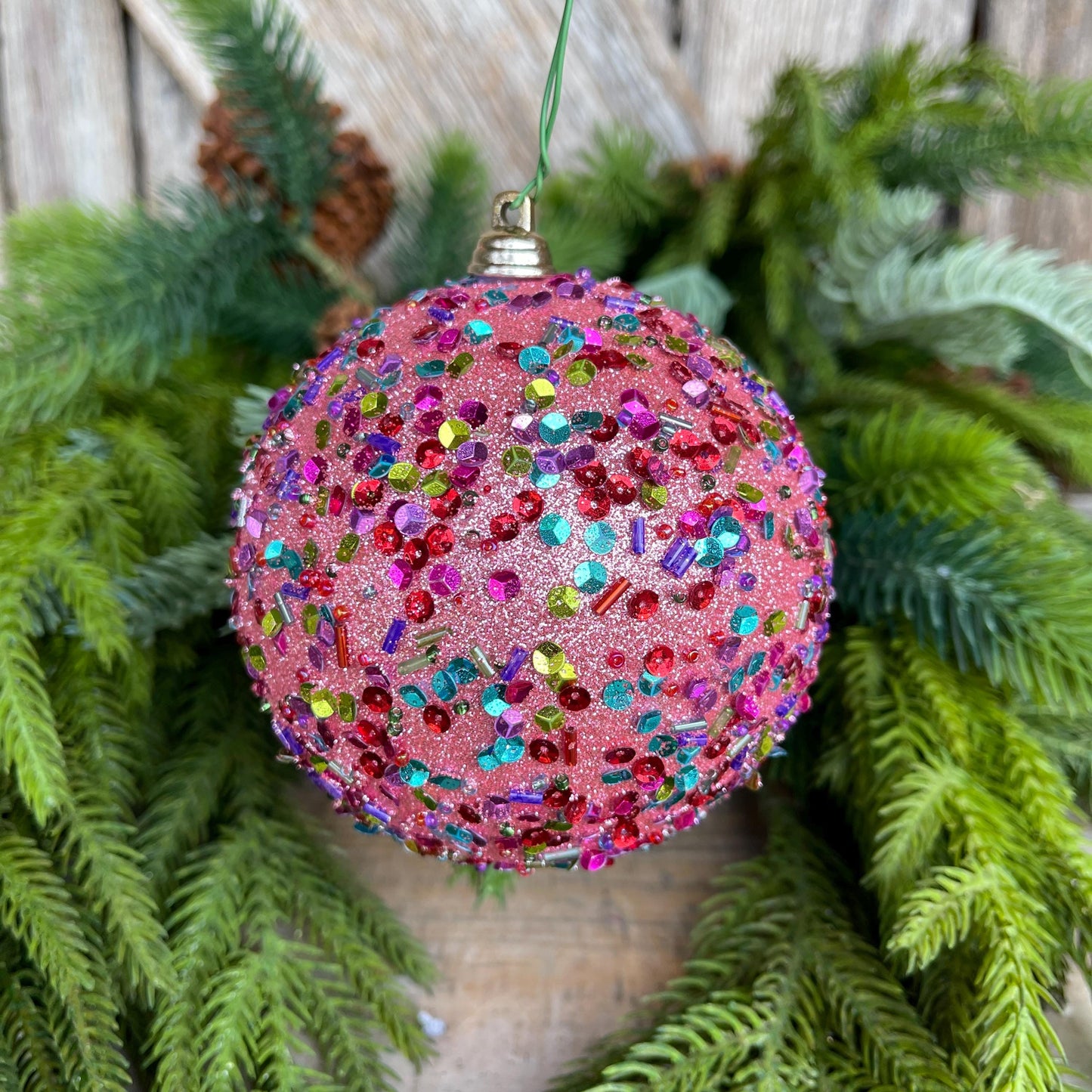 4" Pink Ornament, Pink Speckle Ornament, Farrisilk Ornament