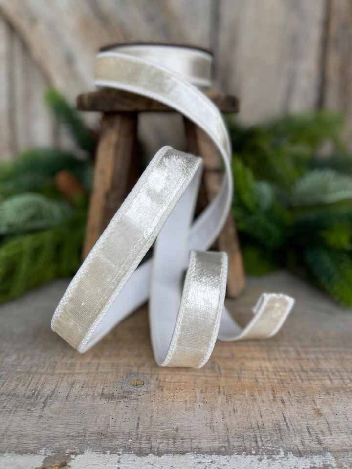 1" White Velvet, White Ribbon, Velvet Ribbon