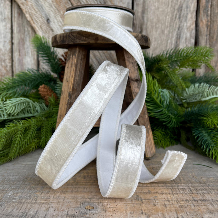 1" White Velvet, White Ribbon, Velvet Ribbon