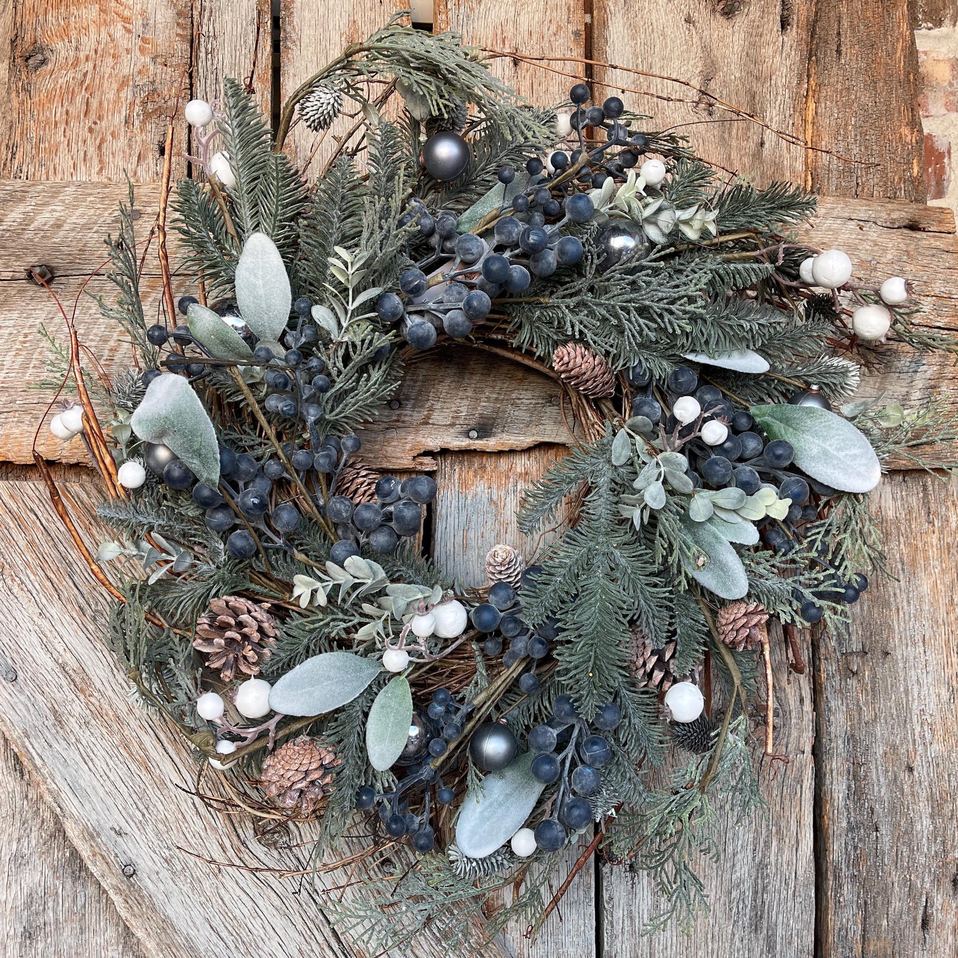 24" Christmas Blueberry Wreath, Christmas Wreath, Blueberry Winter Wreath, Christmas Natural Wreath, Christmas Wreath, Artificial