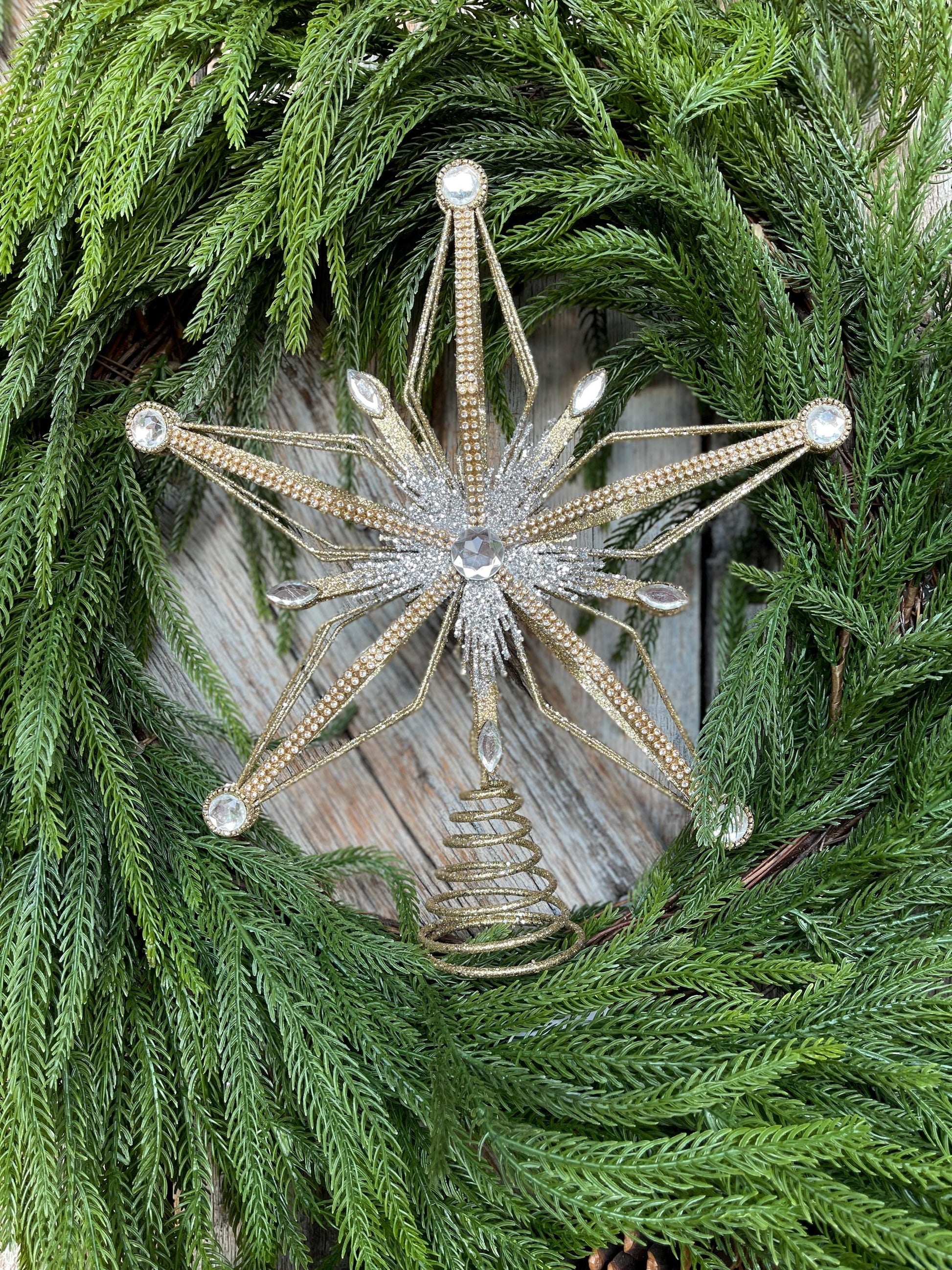 12" Gold & Silver Star Tree Topper, Star for Top Of Tree, Christmas Star, Gold Star for Tree, Christmas Tree Star