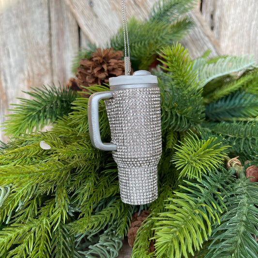4" Silver Tumbler Ornament, Cup Ornament, Silver Ornament