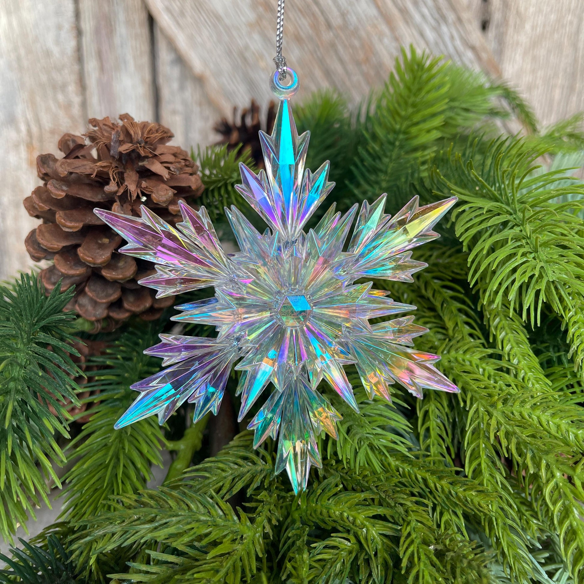 5" Iridescent Snowflake Ornament, Shatterproof Ornament, Snowflake Ornament