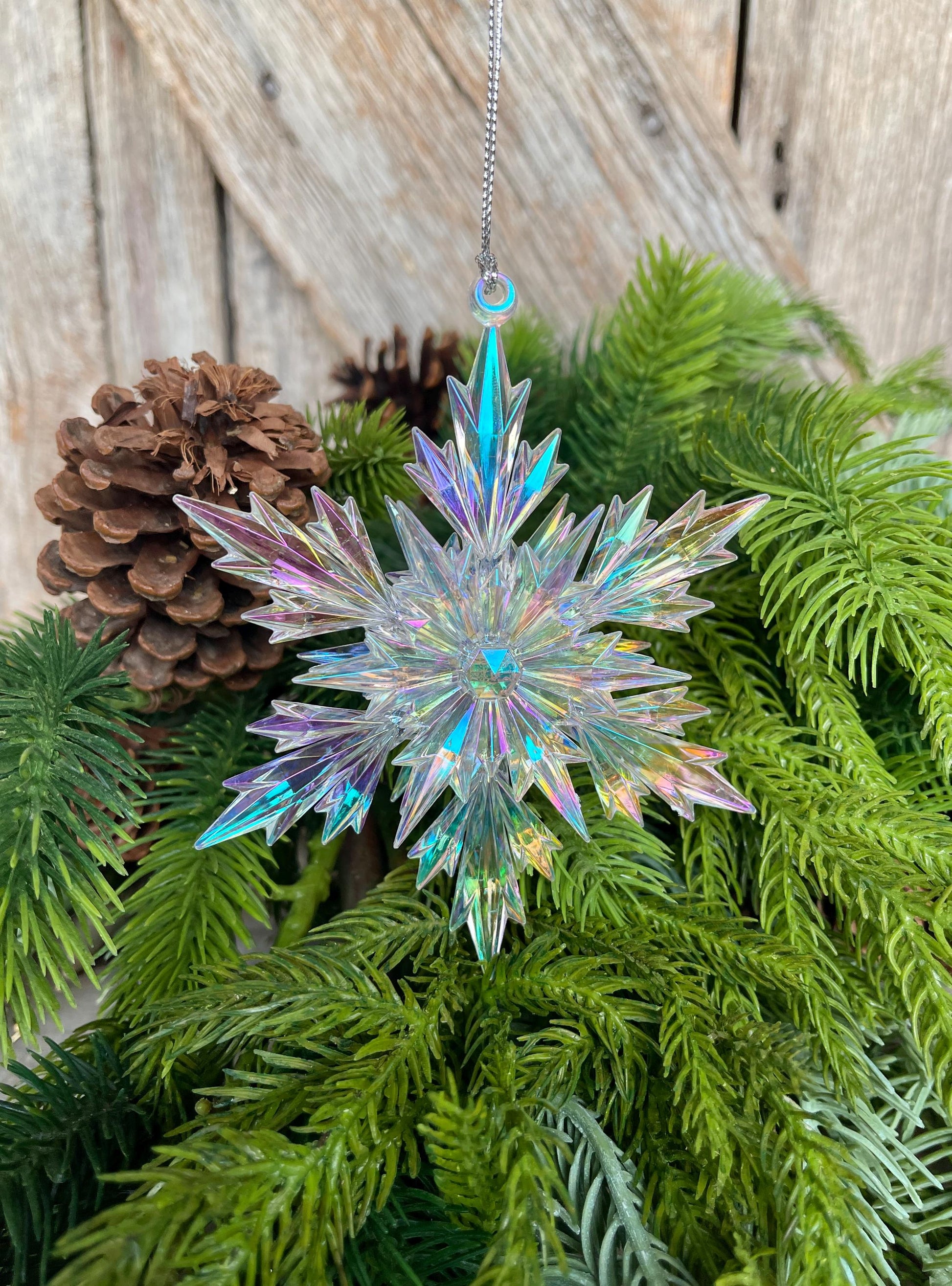 5" Iridescent Snowflake Ornament, Shatterproof Ornament, Snowflake Ornament