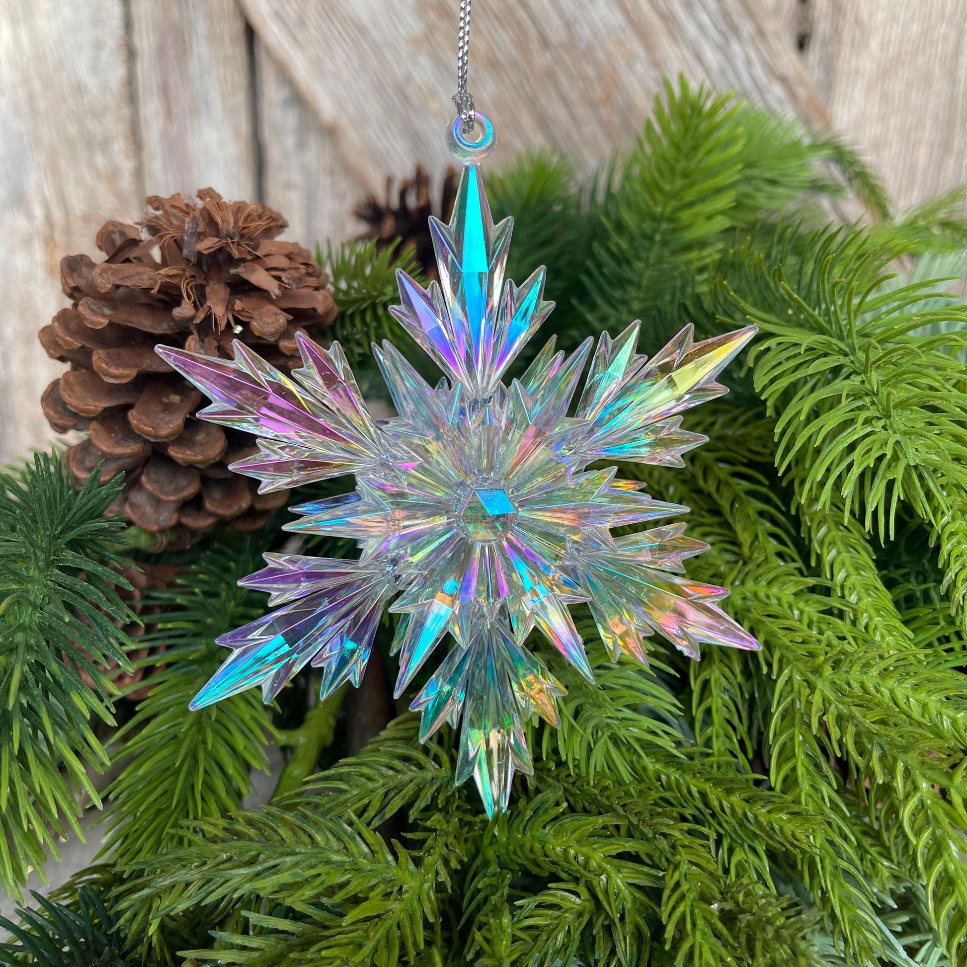 5" Iridescent Snowflake Ornament, Shatterproof Ornament, Snowflake Ornament