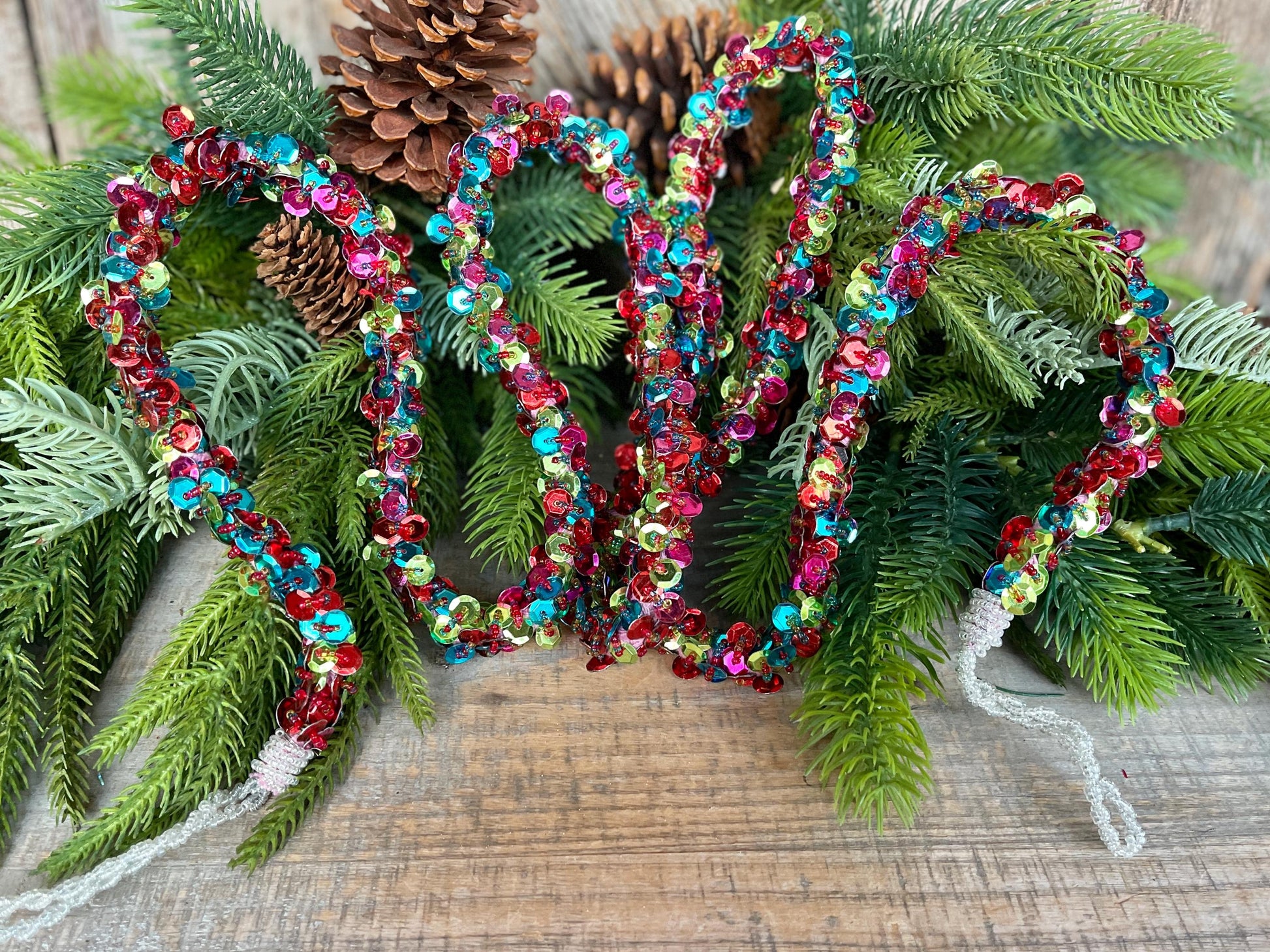 72" Retro Sequin Garland, Christmas Tree Garland, Colorful Sequin Garland, Colorful Christmas, Garland for Tree
