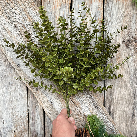 18" Eucalyptus Bush, Christmas Eucalyptus Bush, Fall Eucalyptus Bush, Moss Green Eucalyptus, Greenery Bush, 84676-GN