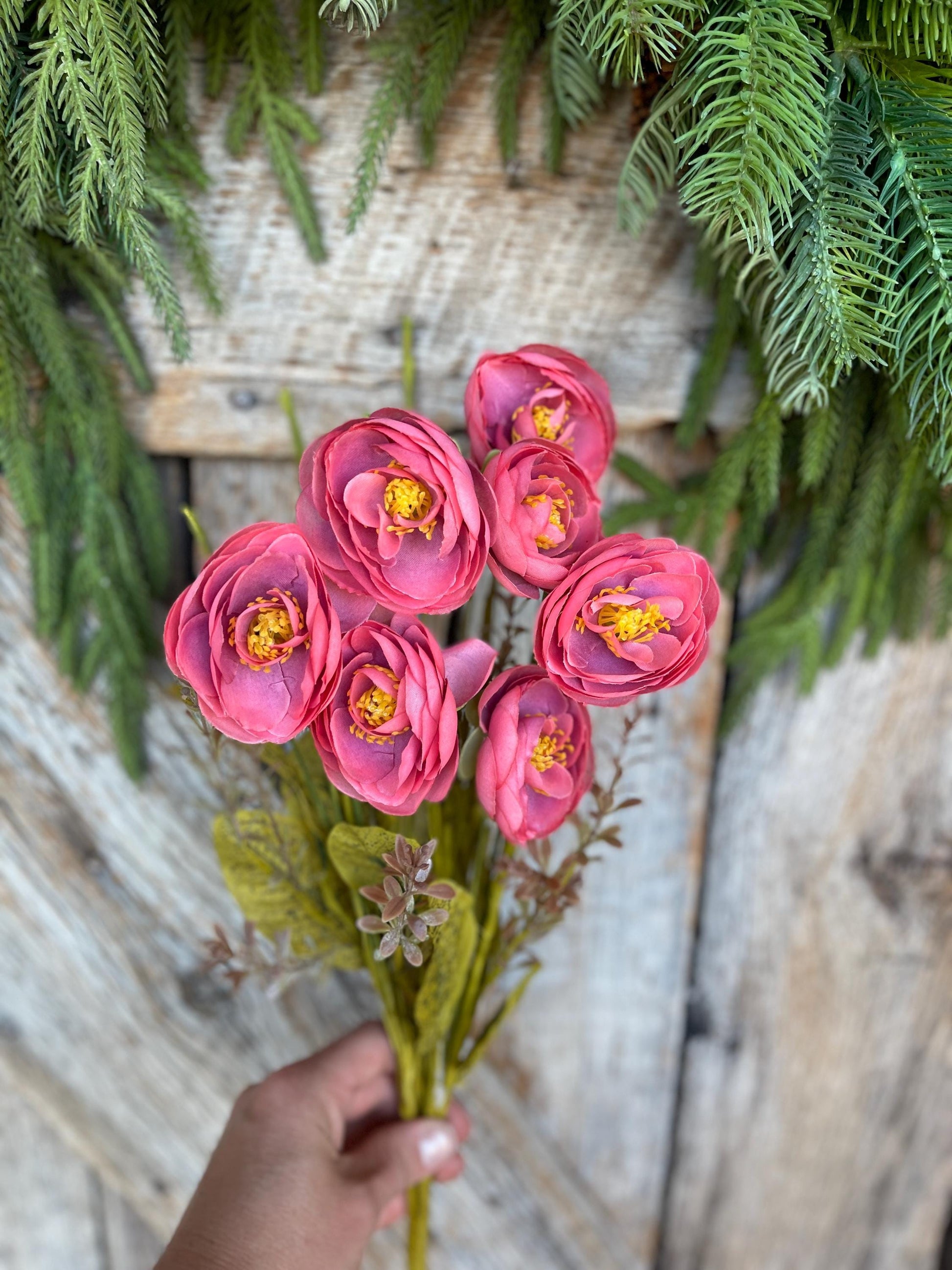 20" Mauve Ranunculus Bush, Fall Floral Bush, Fall Ranunculus Bush