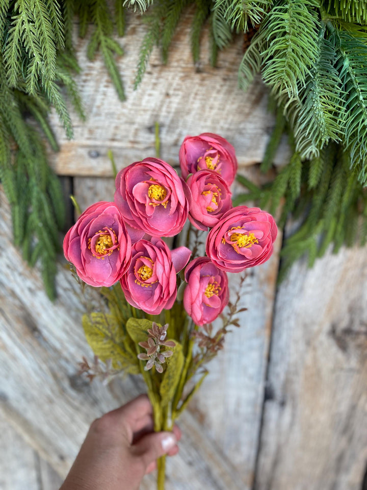 20" Mauve Ranunculus Bush, Fall Floral Bush