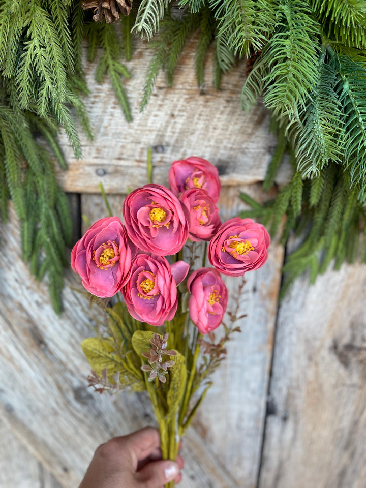 20" Mauve Ranunculus Bush, Fall Floral Bush