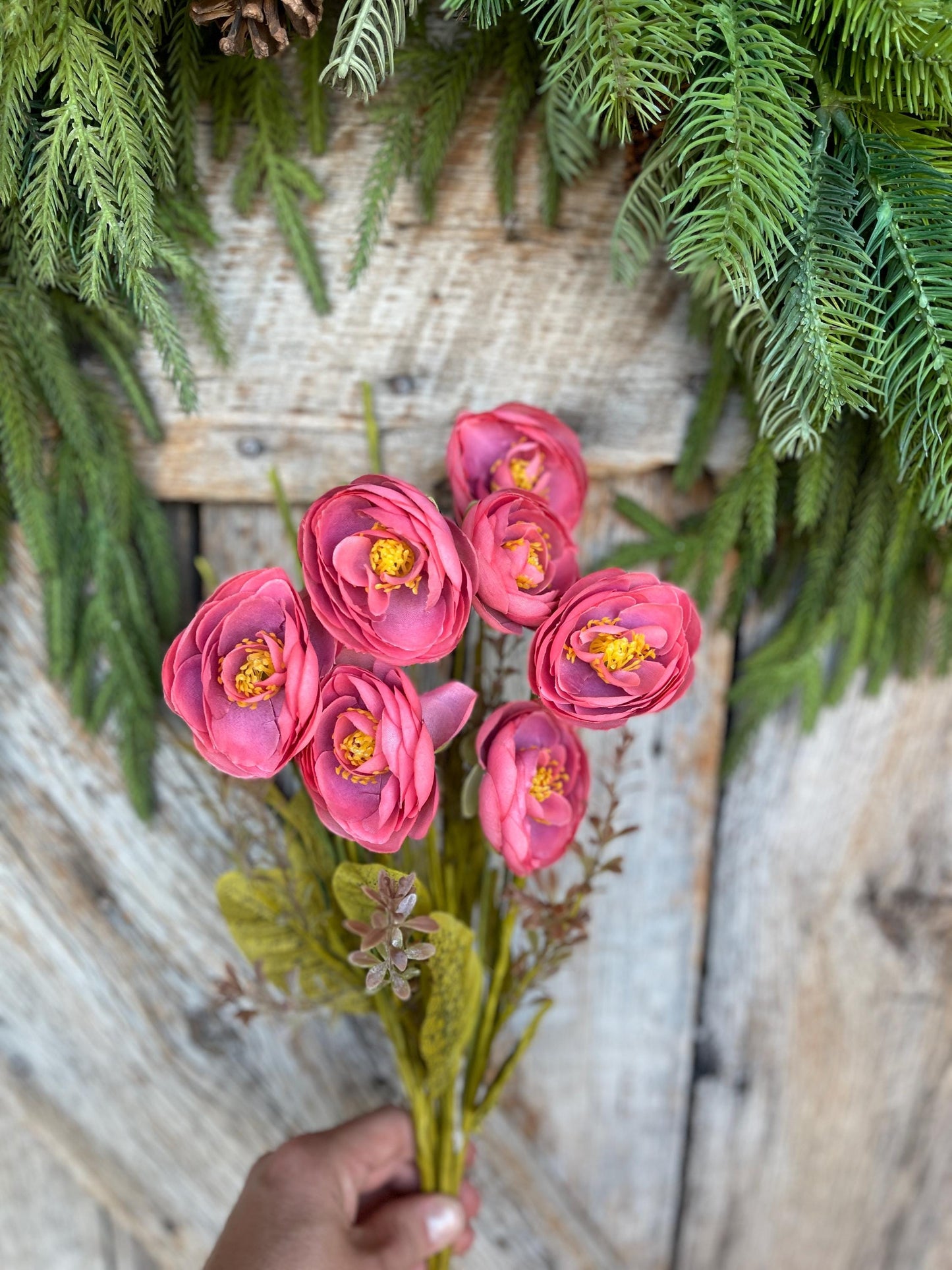 20" Mauve Ranunculus Bush, Fall Floral Bush, Fall Ranunculus Bush