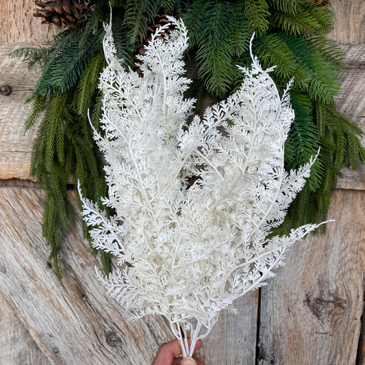 22" White Christmas Bush, White Christmas Fern, White Filler Bush, Filler Bush, White Greenery Bush, 85268-WT