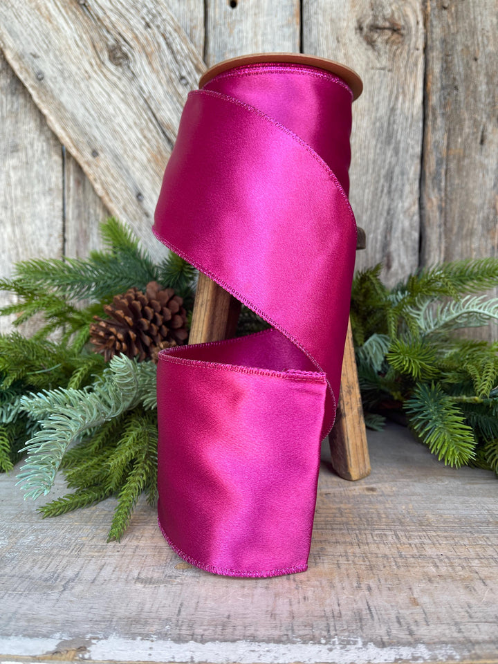4" Hot Pink Ribbon, Christmas Ribbon, Shimmer Ribbon