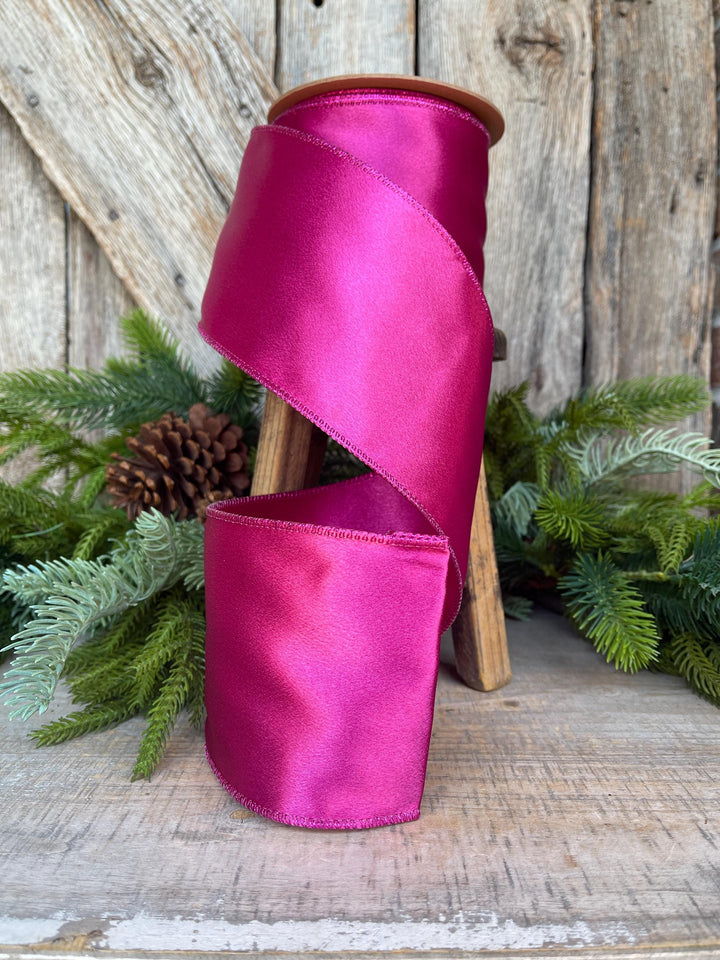 4" Hot Pink Ribbon, Christmas Ribbon, Shimmer Ribbon