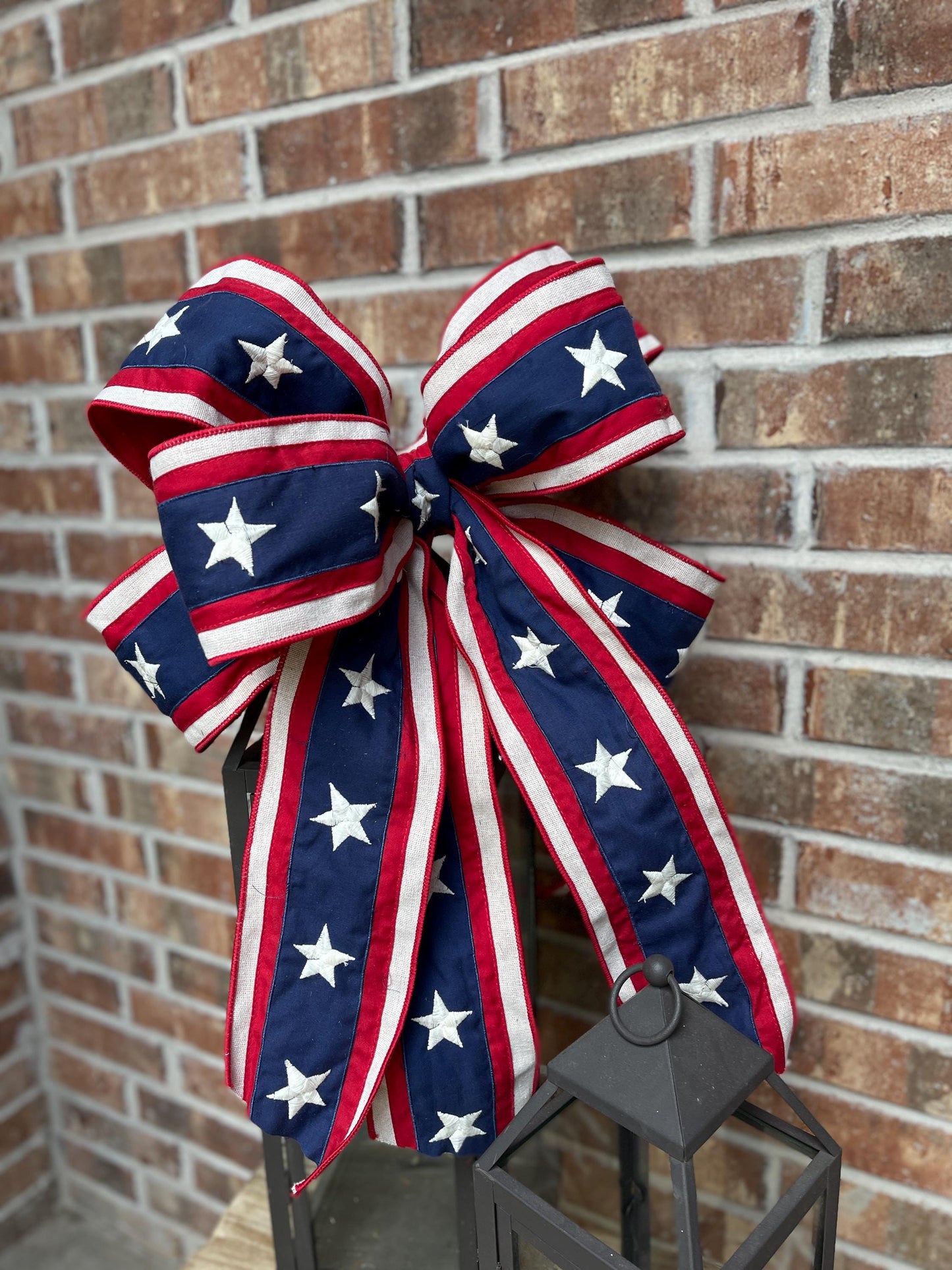 Patriotic bow, lantern swag, wreath bow
