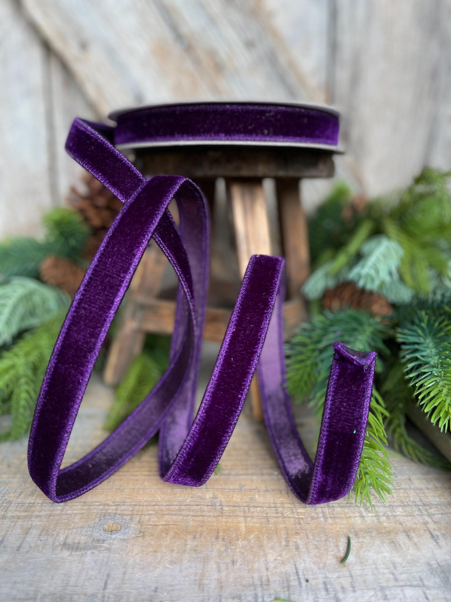 3/4" Purple Velvet Luster Ribbon, Farrisilk Ribbon, Halloween Velvet Ribbon