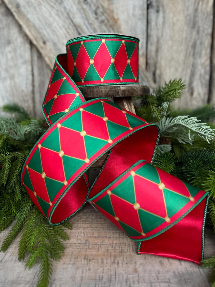 2.5" Red Green Drummer Boy Ribbon, Nutcracker Ribbon, Christmas Ribbon