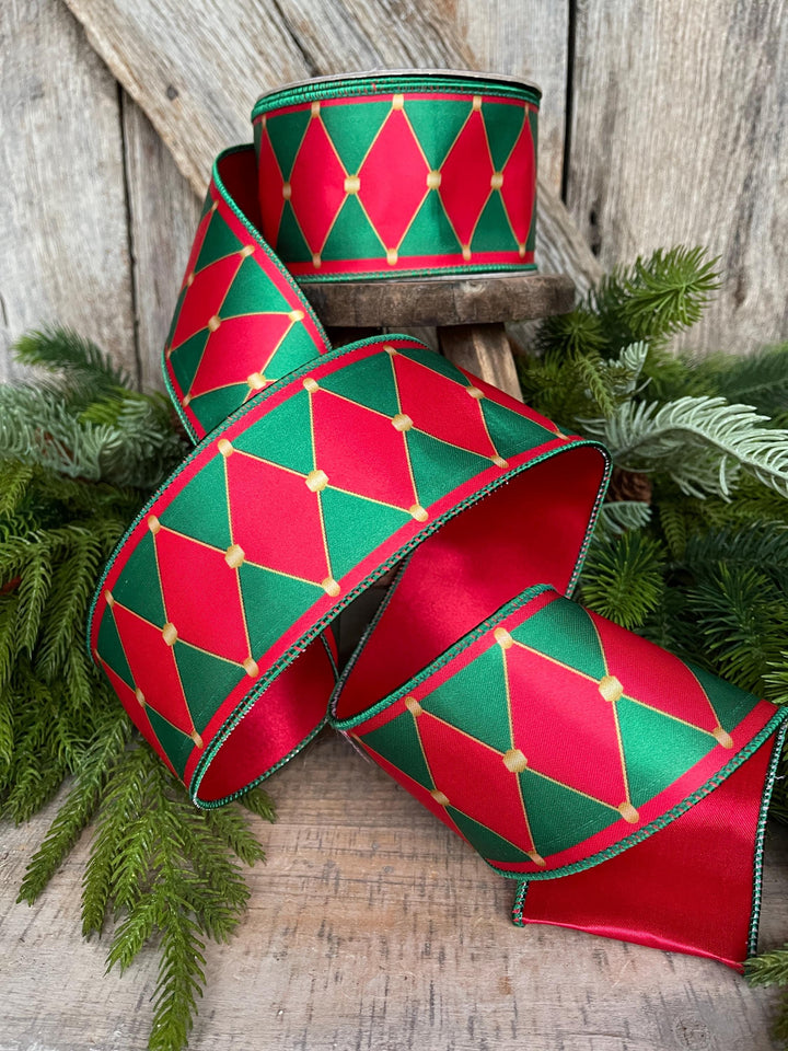2.5" Red Green Drummer Boy Ribbon, Nutcracker Ribbon, Christmas Ribbon