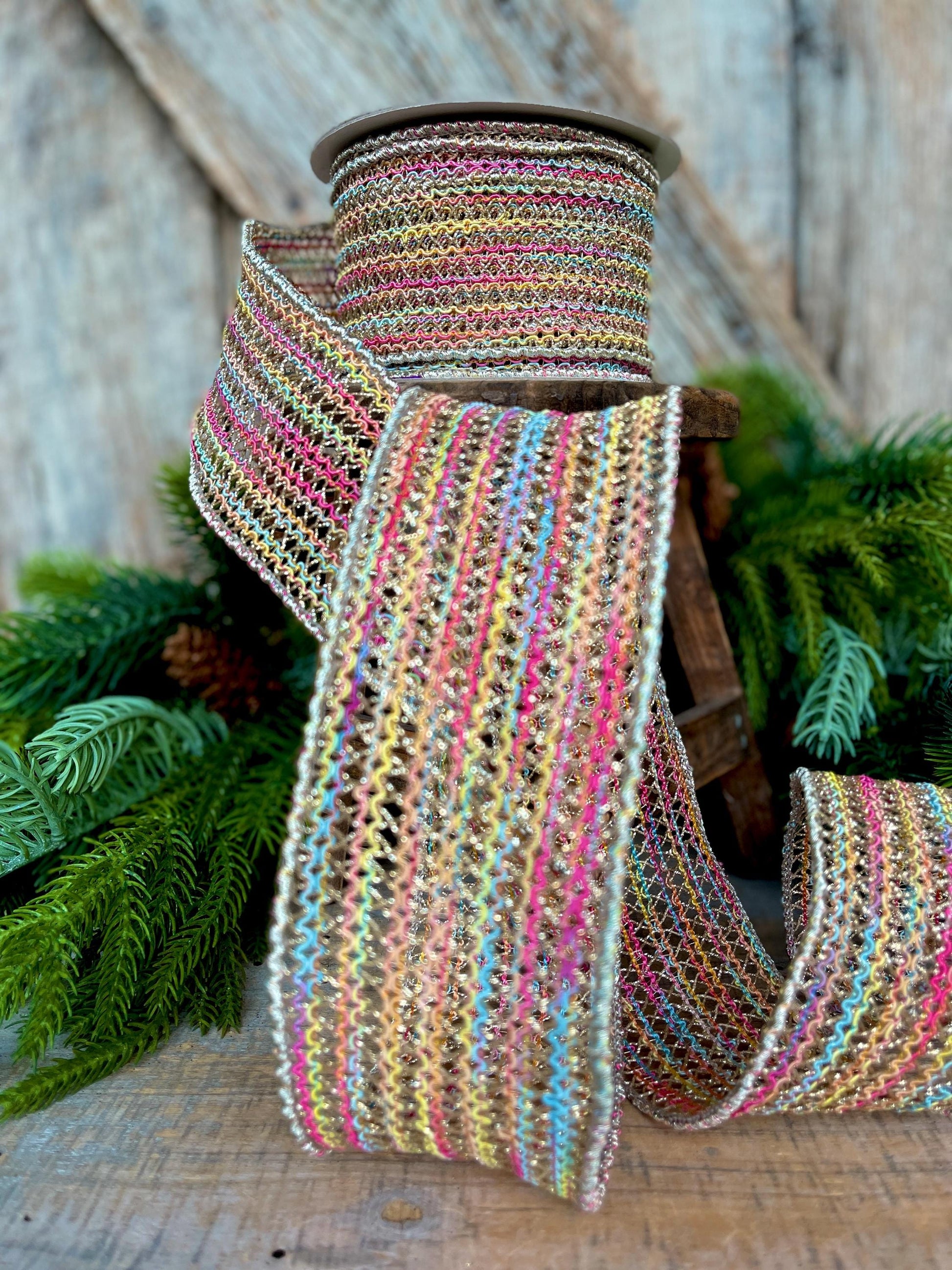 3" Pastel Ribbon, Farrisilk Ribbon, Sherbert Lace Ribbon, Colorful Ribbon, RK780-32