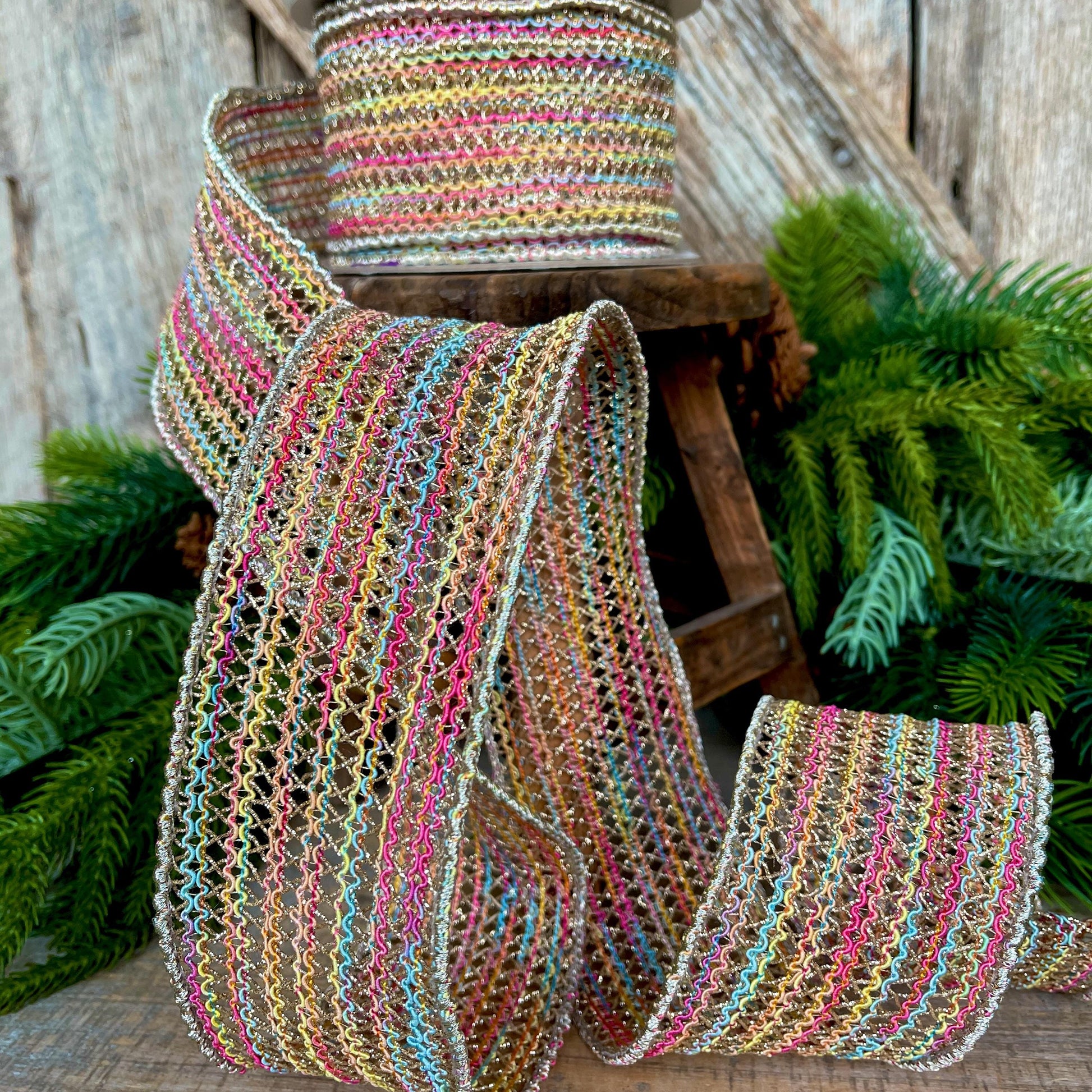 3" Pastel Ribbon, Farrisilk Ribbon, Sherbert Lace Ribbon, Colorful Ribbon, RK780-32
