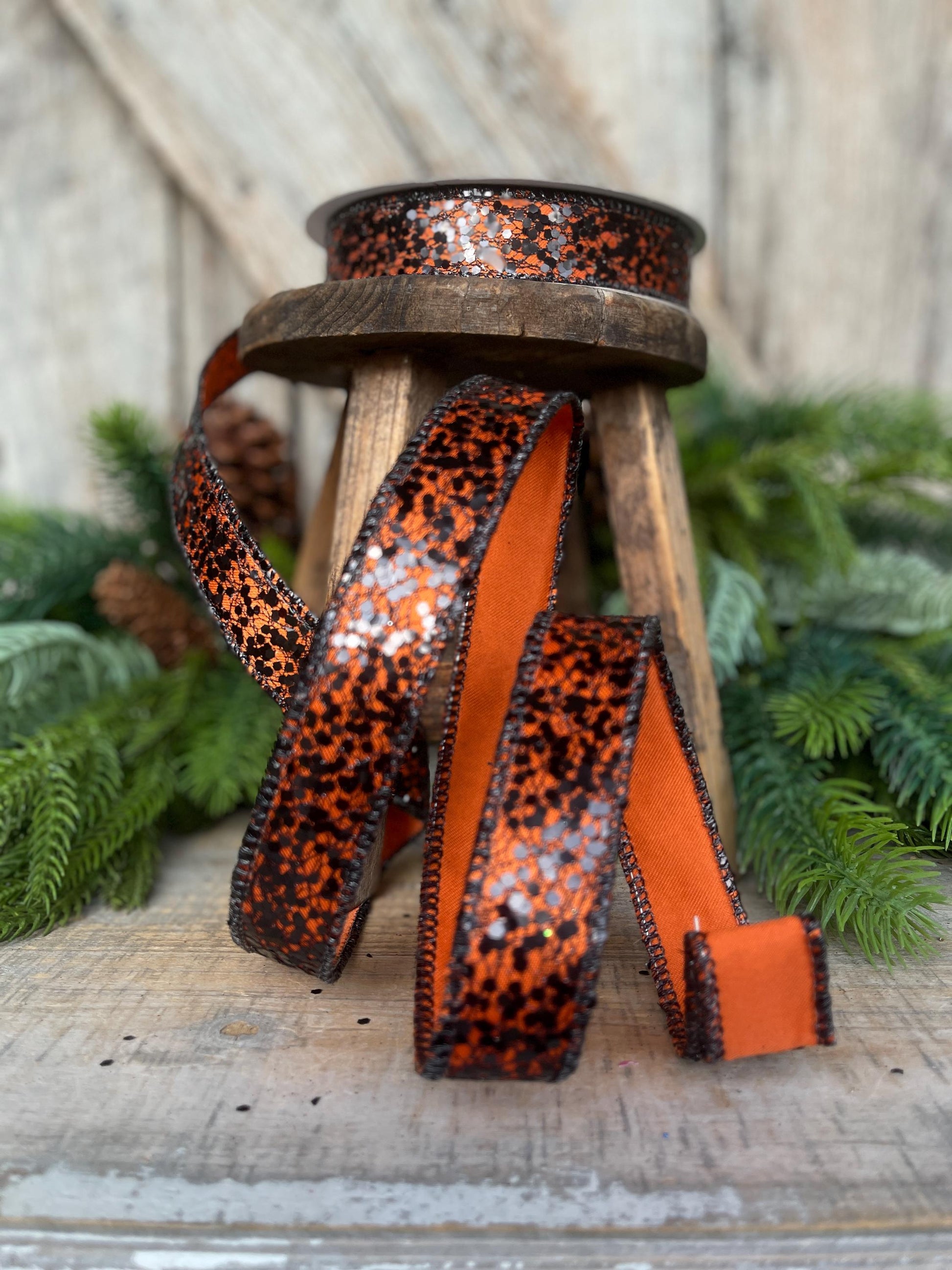 2.5" Orange Wicked Weave Ribbon, Farrisilk Ribbon, Halloween RIbbon