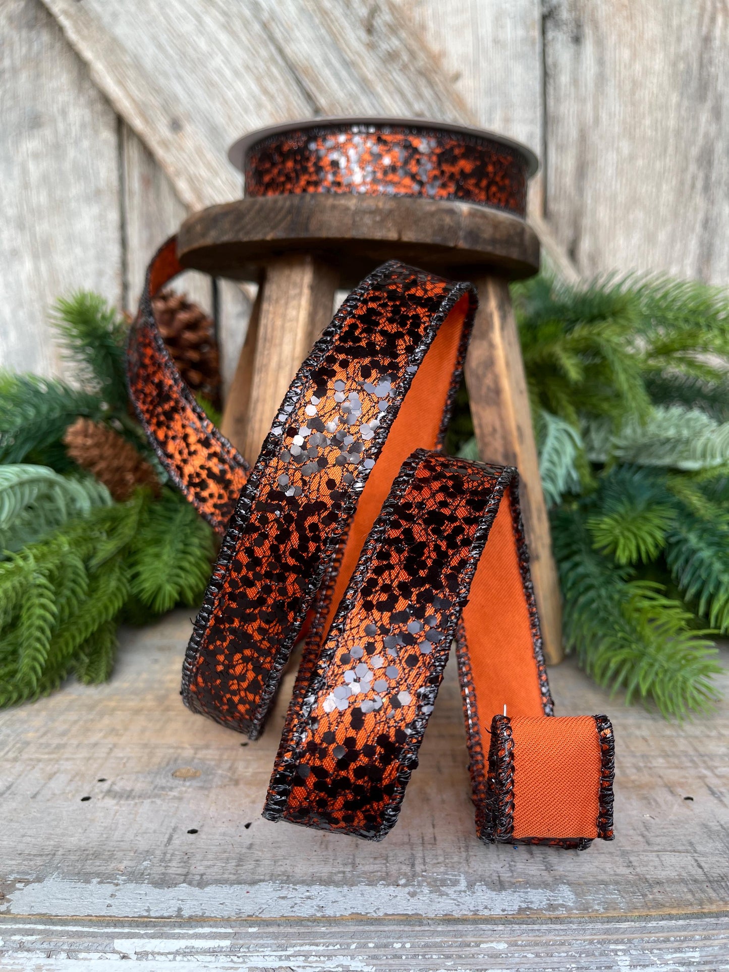 1" Orange Wicked Weave Ribbon, Farrisilk Ribbon, Halloween RIbbon