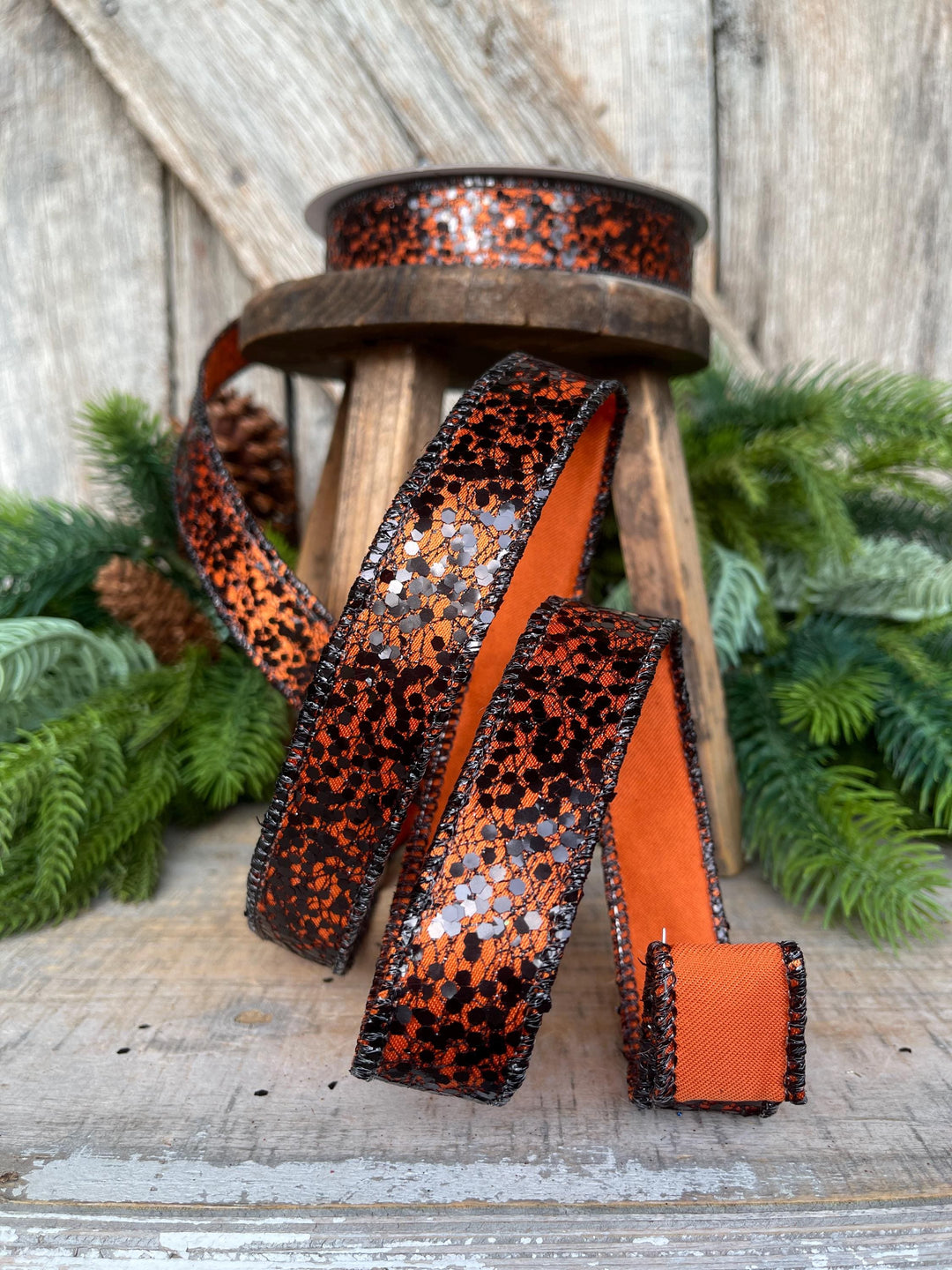 2.5" Orange Wicked Weave Ribbon, Farrisilk Ribbon