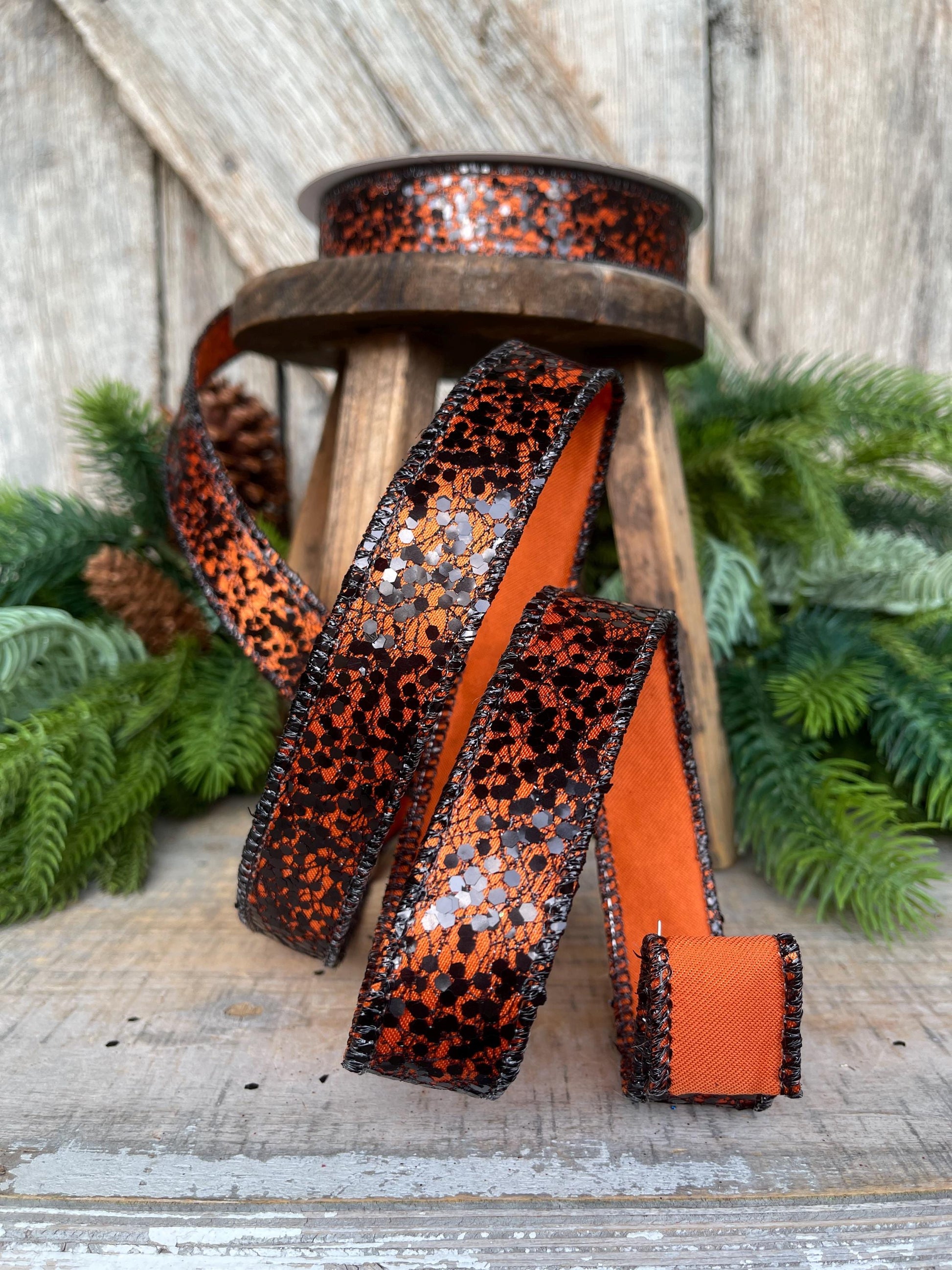 2.5" Orange Wicked Weave Ribbon, Farrisilk Ribbon, Halloween RIbbon