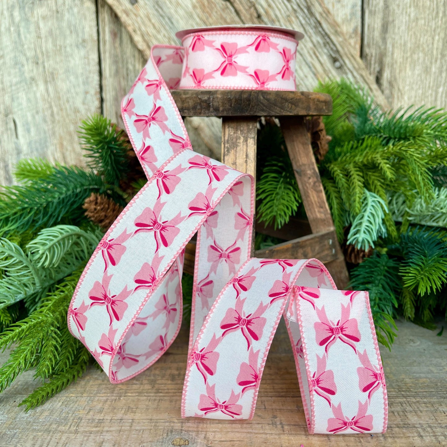 1.5" Coquette Pink Bow Ribbon, Pink Bow Ribbon, Pink Christmas Ribbon, Christmas Gift Wrap Ribbon, Ribbon for Tree, Ribbon for Bows