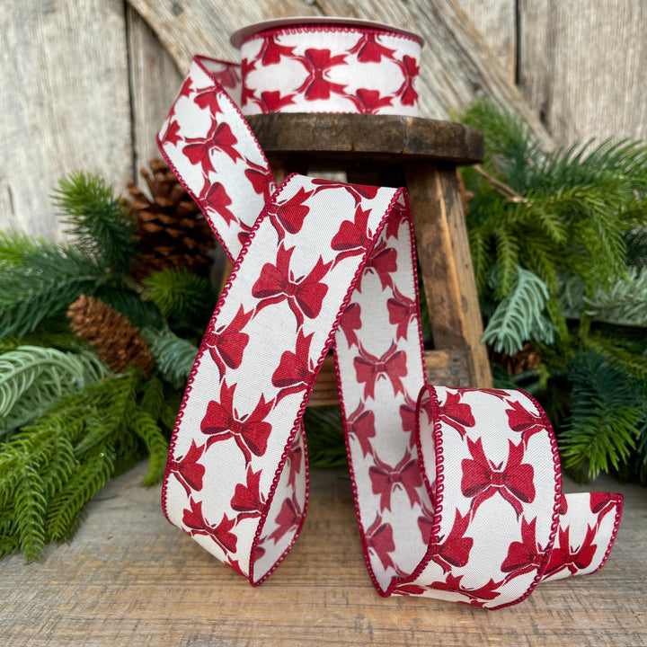 1.5" Coquette Red Bow Ribbon, Red Bow Ribbon, Red Christmas Ribbon