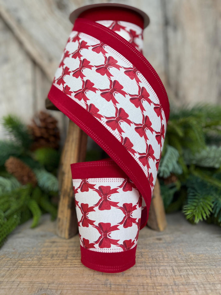 4" Coquette Red Bow Ribbon, Red Bow Ribbon, Red Christmas Ribbon