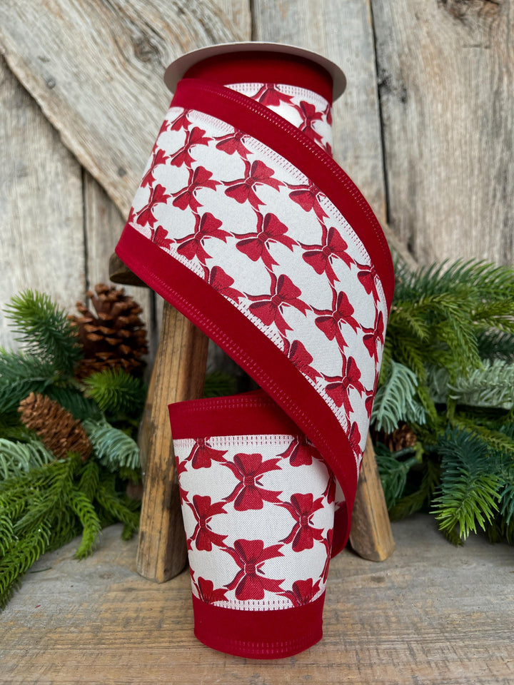 4" Coquette Red Bow Ribbon, Red Bow Ribbon, Red Christmas Ribbon