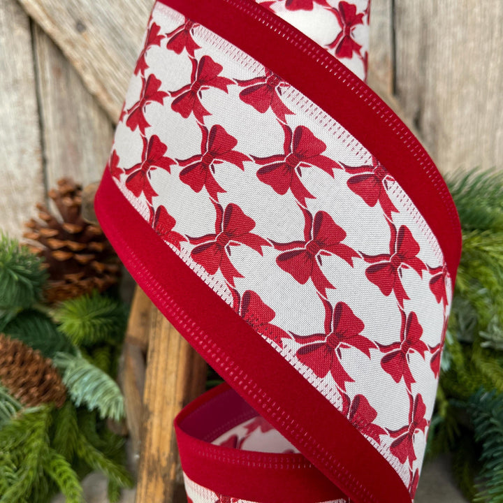 4" Coquette Red Bow Ribbon, Red Bow Ribbon, Red Christmas Ribbon