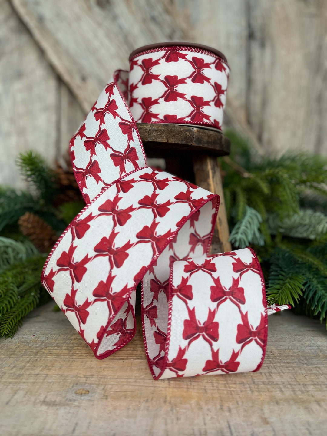2.5" Coquette Dark Red Bow Ribbon, Red Bow Ribbon, Red Christmas Ribbon
