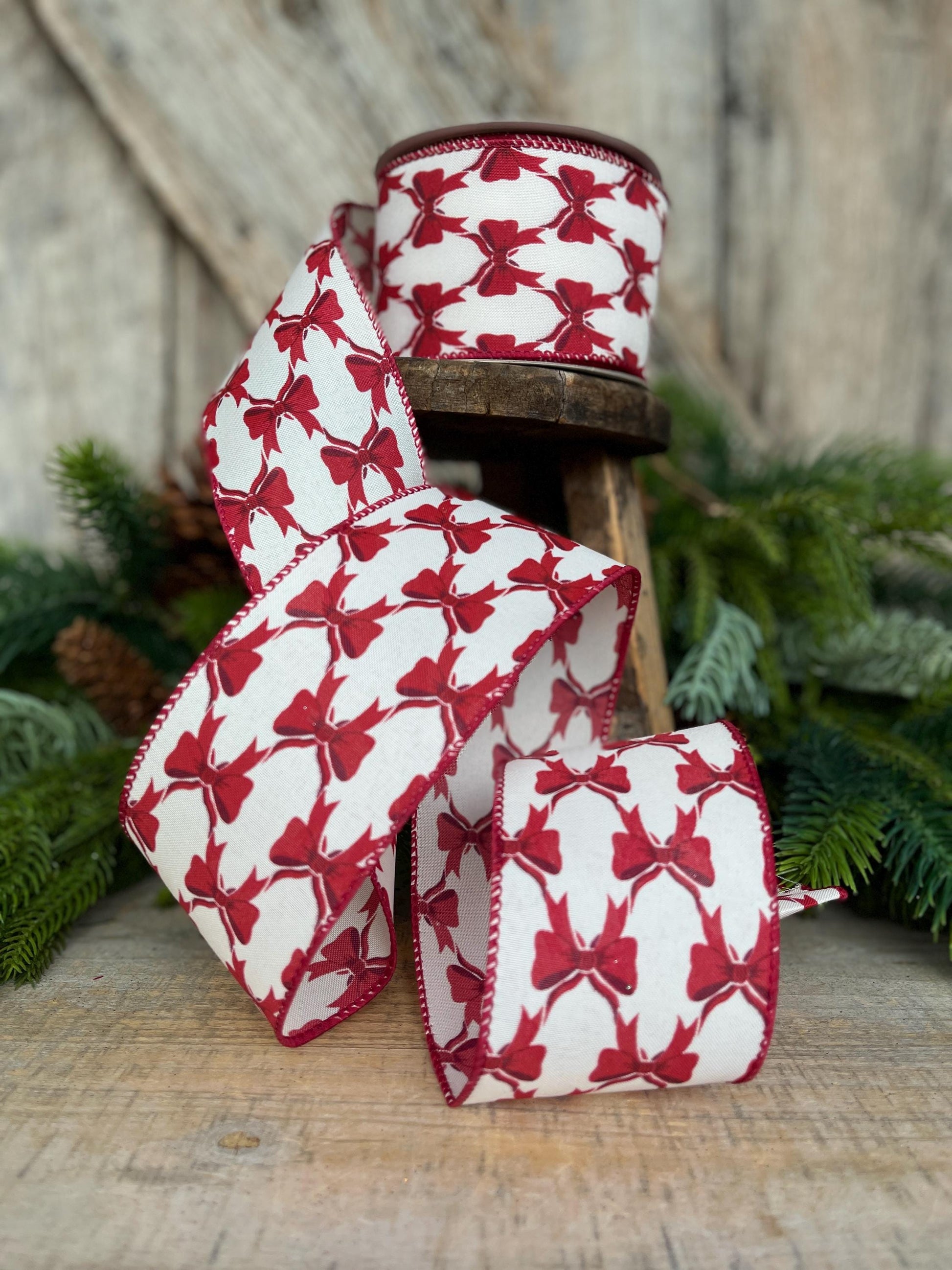 2.5" Coquette Dark Red Bow Ribbon, Red Bow Ribbon, Red Christmas Ribbon, Christmas Gift Wrap Ribbon, Ribbon for Tree, Ribbon for Bows