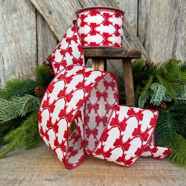 2.5" Coquette Bright Red Bow Ribbon, Red Bow Ribbon, Red Christmas Ribbon